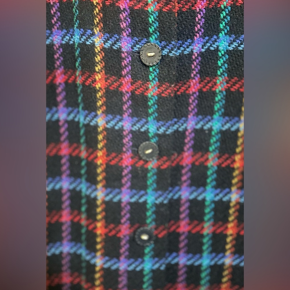 Women’s DONCASTER Striped Rainbow Plaid Coat Business Button Down Size 6.‎